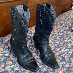 Ariat Black Rhinestone Boots Sz 8.5 in Good Used Condition